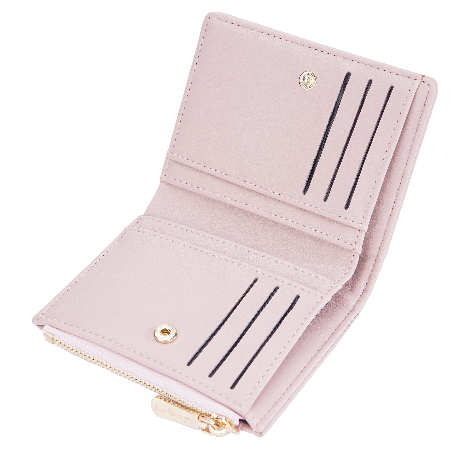 BAELLERRY N8113 Bærbar Bi-fold møntpung Lynlåslomme Design PU-læder Kvinder kort tegnebog BAELLERRY N8113 Bærbar Bi-fold møntpung Lynlåslomme Design PU-læder Kvinder kort tegnebog